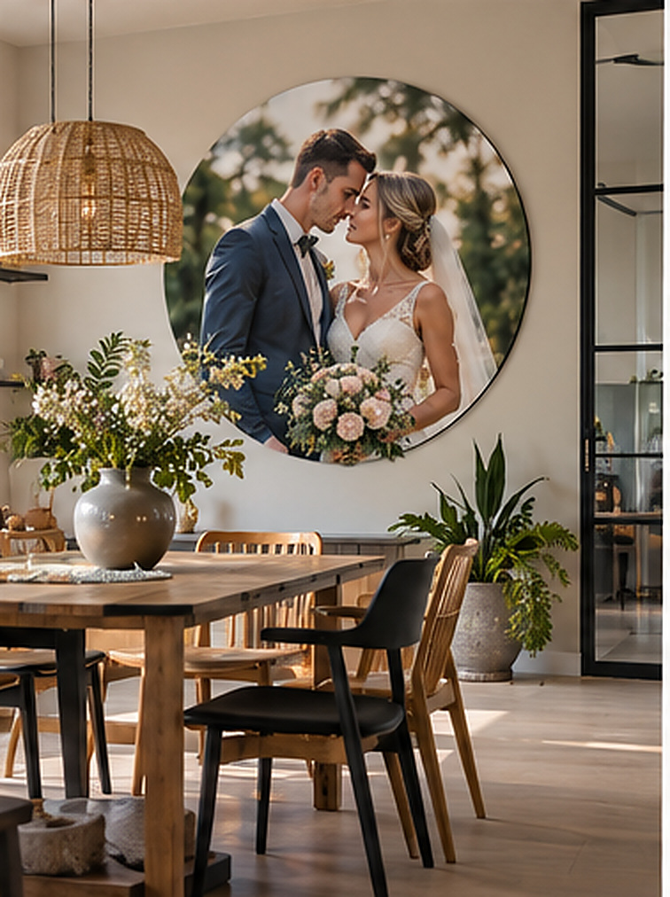 Trouwfoto als persoonlijke wanddecoratie op aluminium Dibond